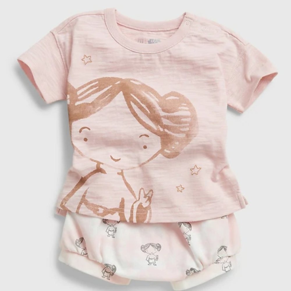 Baby Gap Star Wars Princess Leia Outfit / Set: Shirt & Shorts Size 0-3M - NWT